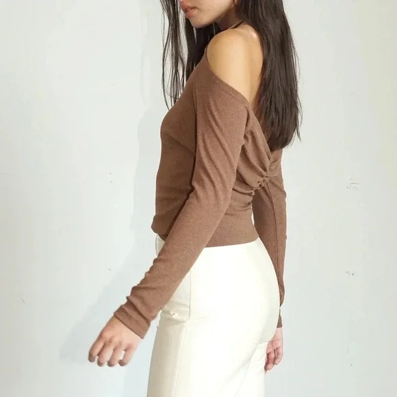 Revolve Top Womens 1x Nude LNA Easton Bracken Halter Grunge Casual Party Club - Picture 3 of 11